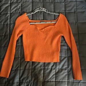 Orange Sweetheart Neckline Sweater